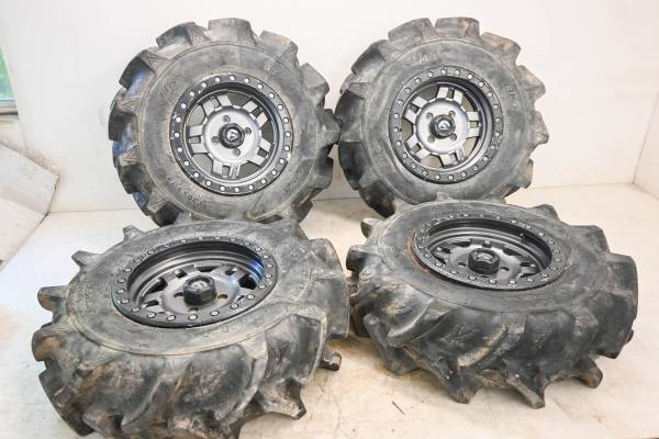 BKT - 17 Yamaha Wolverine 700 EPS Hunter Front & Rear Wheels Rims & Tires At 30X9-14 4/110 BKT YXE700