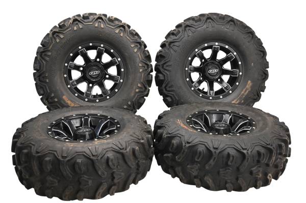 QuadBoss - 16 Polaris RZR 570 4x4 Front & Rear Wheels Rims & Tires 4/156 26X9-12 26X11-12 Kenda QuadBoss